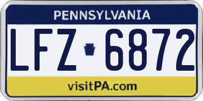 PA license plate LFZ6872