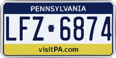 PA license plate LFZ6874