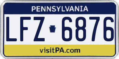 PA license plate LFZ6876