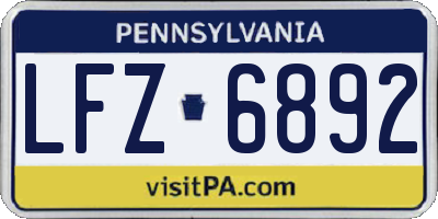 PA license plate LFZ6892