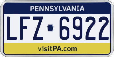 PA license plate LFZ6922
