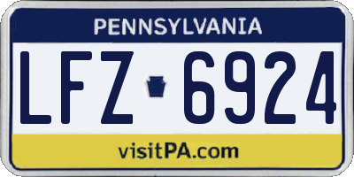 PA license plate LFZ6924