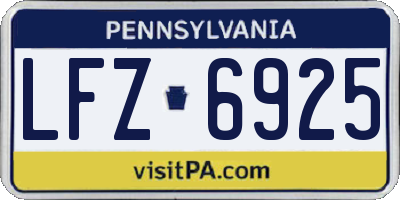 PA license plate LFZ6925