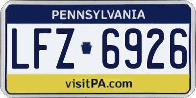 PA license plate LFZ6926