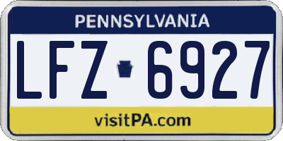 PA license plate LFZ6927