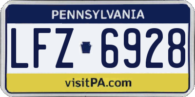 PA license plate LFZ6928