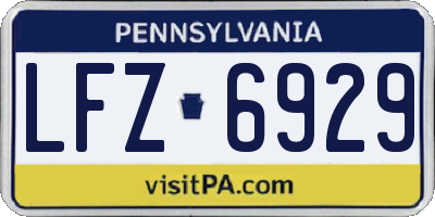 PA license plate LFZ6929