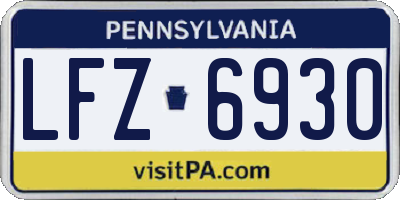PA license plate LFZ6930