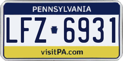 PA license plate LFZ6931