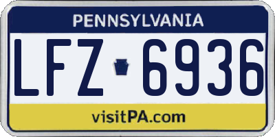 PA license plate LFZ6936