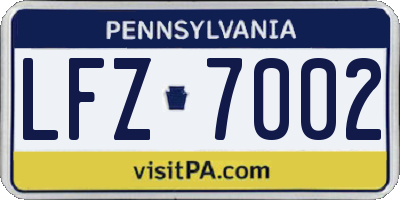 PA license plate LFZ7002