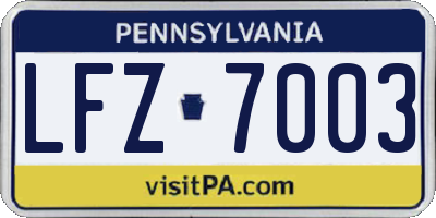 PA license plate LFZ7003