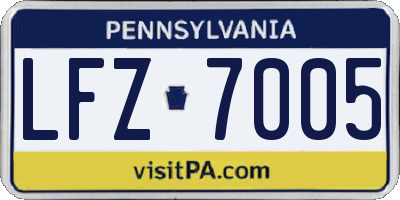 PA license plate LFZ7005