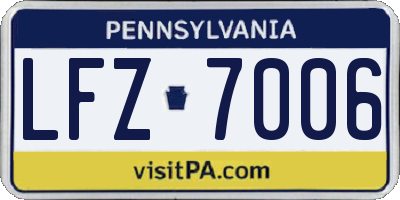 PA license plate LFZ7006