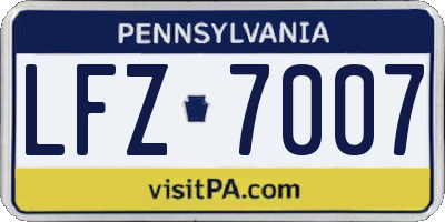 PA license plate LFZ7007