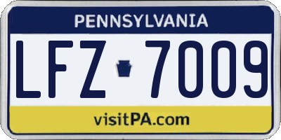 PA license plate LFZ7009