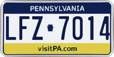 PA license plate LFZ7014