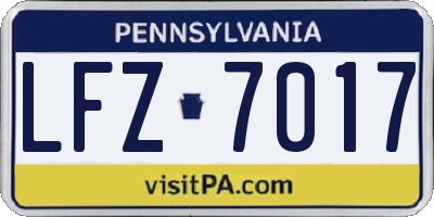 PA license plate LFZ7017