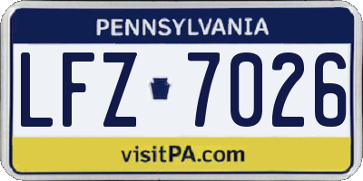 PA license plate LFZ7026
