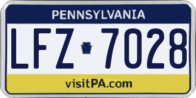 PA license plate LFZ7028