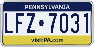 PA license plate LFZ7031