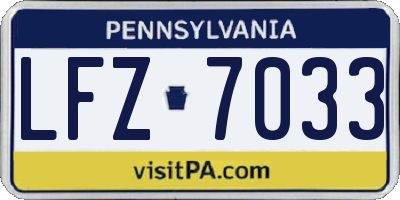 PA license plate LFZ7033