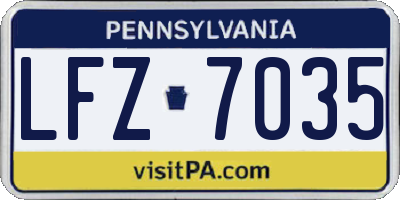 PA license plate LFZ7035