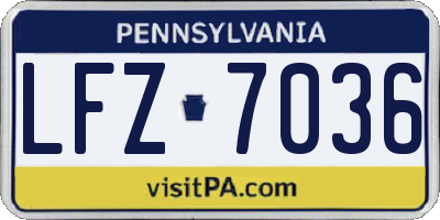 PA license plate LFZ7036