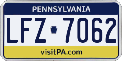 PA license plate LFZ7062
