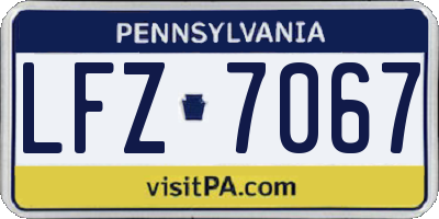 PA license plate LFZ7067