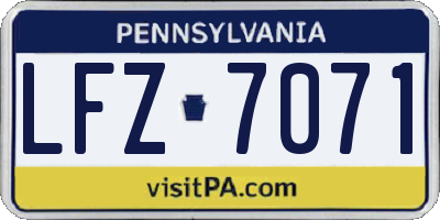 PA license plate LFZ7071