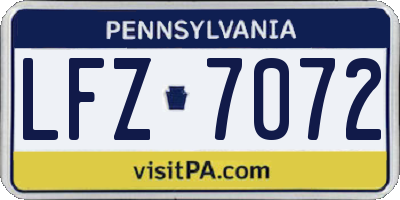 PA license plate LFZ7072
