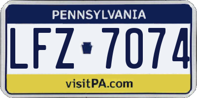PA license plate LFZ7074
