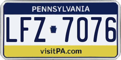 PA license plate LFZ7076