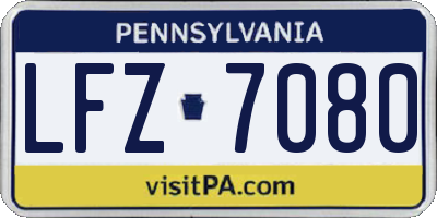 PA license plate LFZ7080