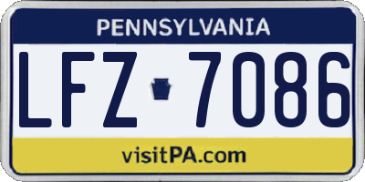 PA license plate LFZ7086
