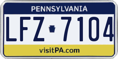 PA license plate LFZ7104
