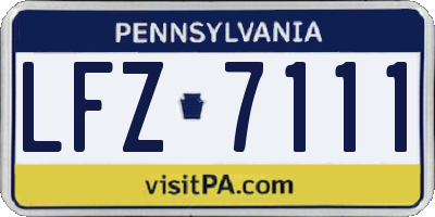 PA license plate LFZ7111