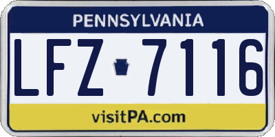 PA license plate LFZ7116