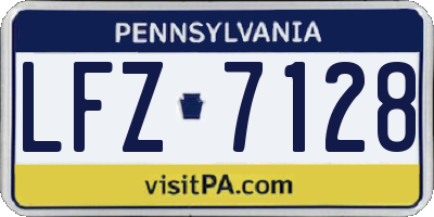 PA license plate LFZ7128
