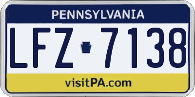 PA license plate LFZ7138
