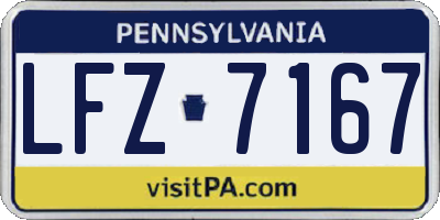 PA license plate LFZ7167
