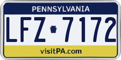 PA license plate LFZ7172