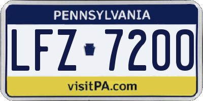 PA license plate LFZ7200