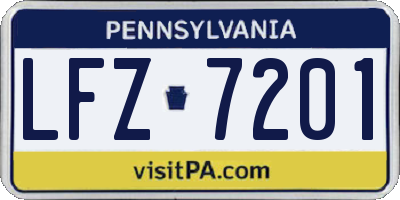 PA license plate LFZ7201