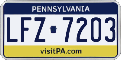 PA license plate LFZ7203
