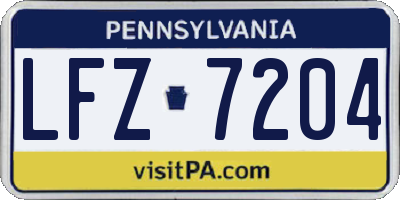 PA license plate LFZ7204