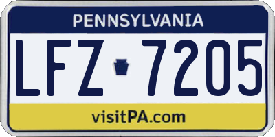 PA license plate LFZ7205