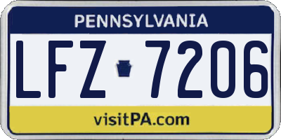 PA license plate LFZ7206