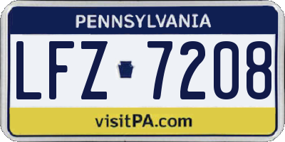PA license plate LFZ7208